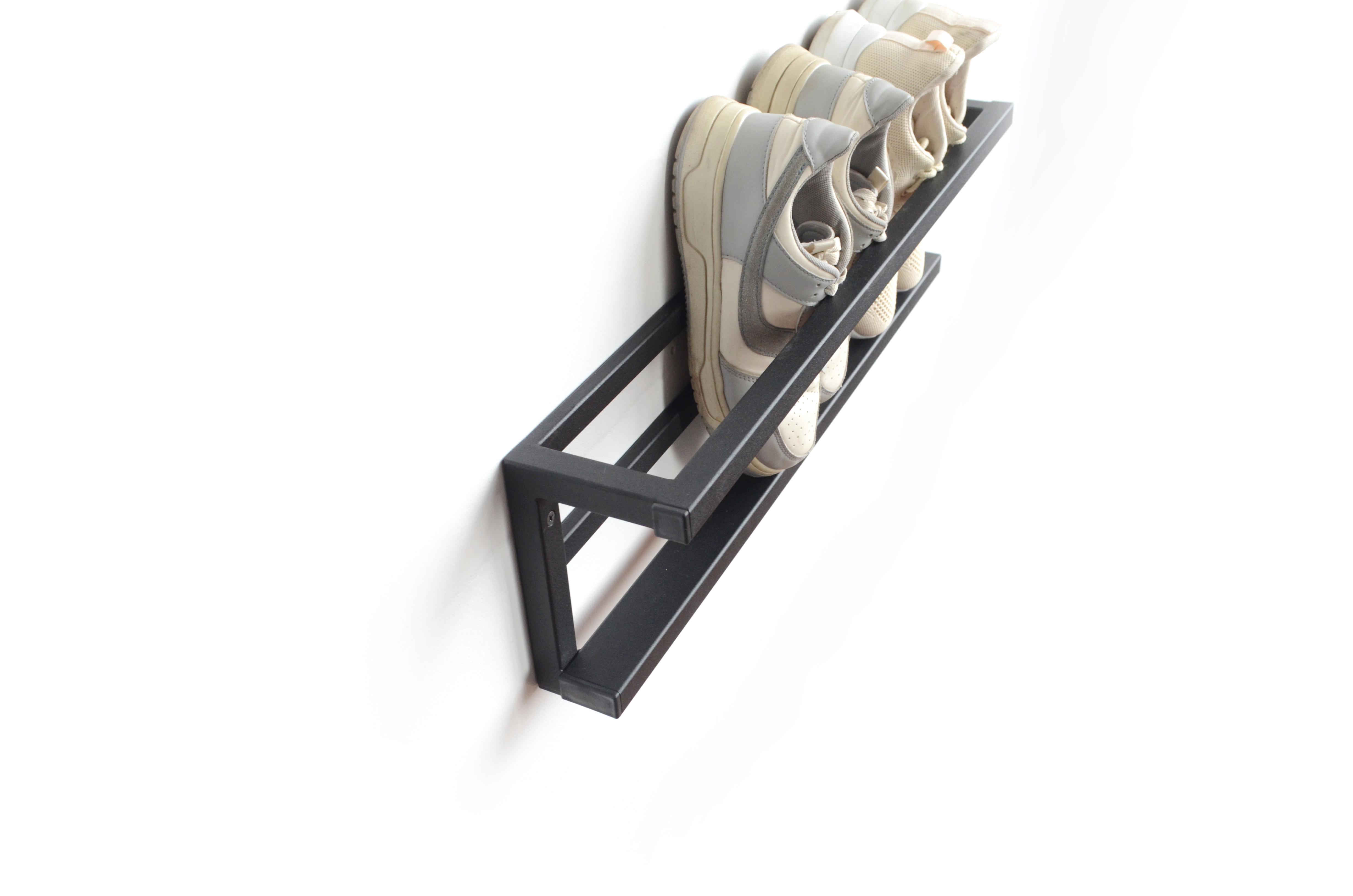 Полка для обуви настенная металлическая 90х12х17 см Черный (SR.M-8.7) - фото 5 Полка для обуви настенная металлическая 90х12х17 см Черный (SR.M-8.7) - фото 5