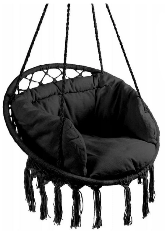 Крісло гойдалки підвісне для дому та саду Bonro B-092-3 бразильське з подушкою до 120 кг Чорний (147-76-42400929)