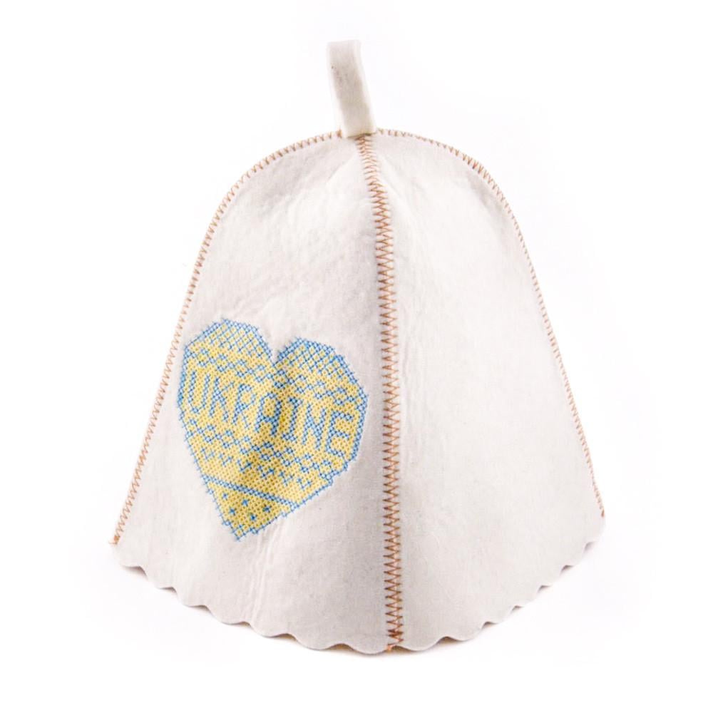 Банная шапка Luxyart "Ukraine" натуральный войлок Белый (LA-203)