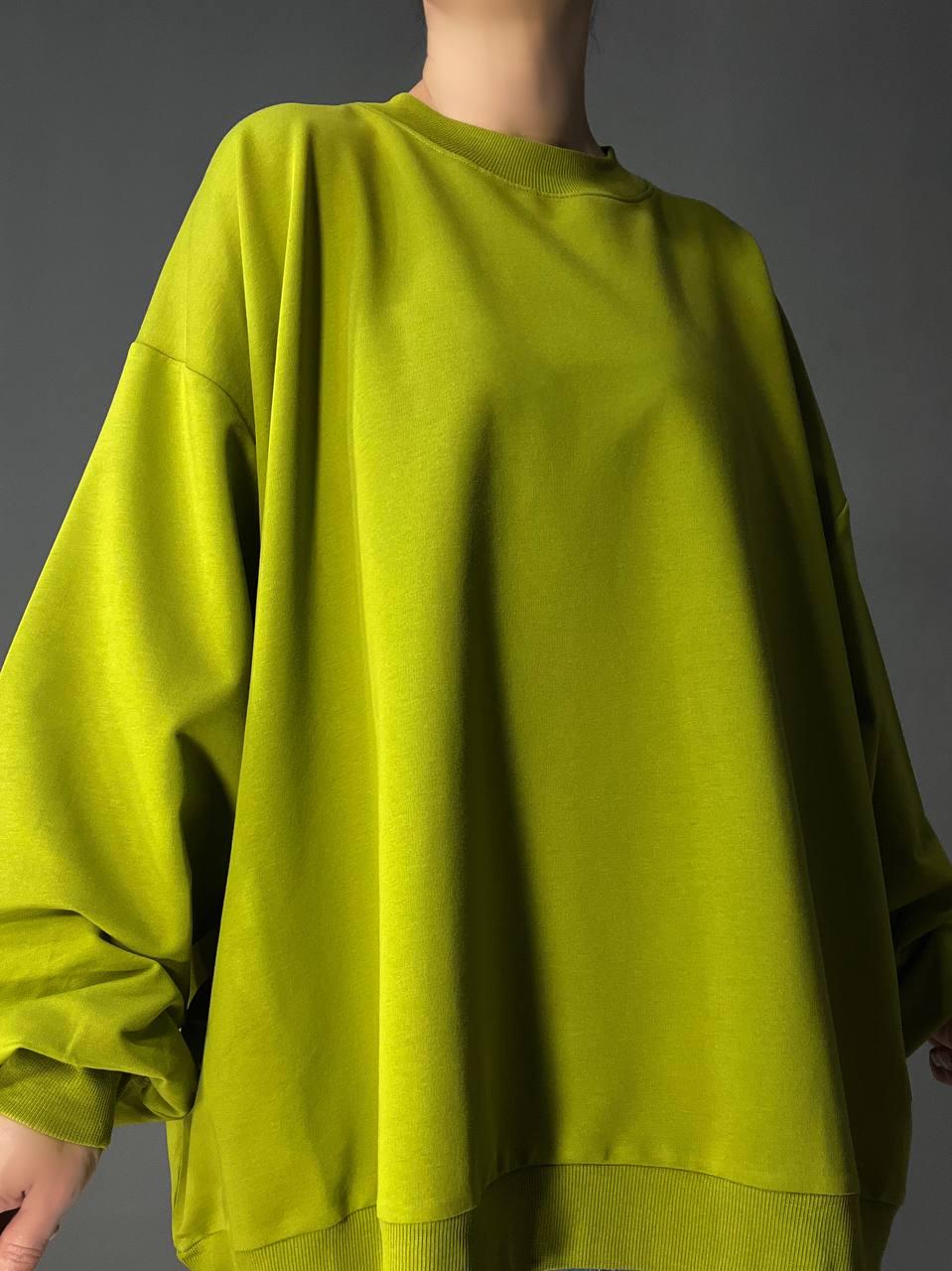 Світшот жіночий MY CITY 3044 широкий дуже вільного крою OS Зелений (1714) - фото 4 Світшот жіночий MY CITY 3044 широкий дуже вільного крою OS Зелений (1714) - фото 4