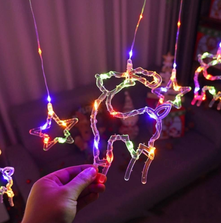 Гірлянда-штора Зірки та олені LED RGB з пультом 3 м (234576474_277) - фото 5 Гірлянда-штора Зірки та олені LED RGB з пультом 3 м (234576474_277) - фото 5