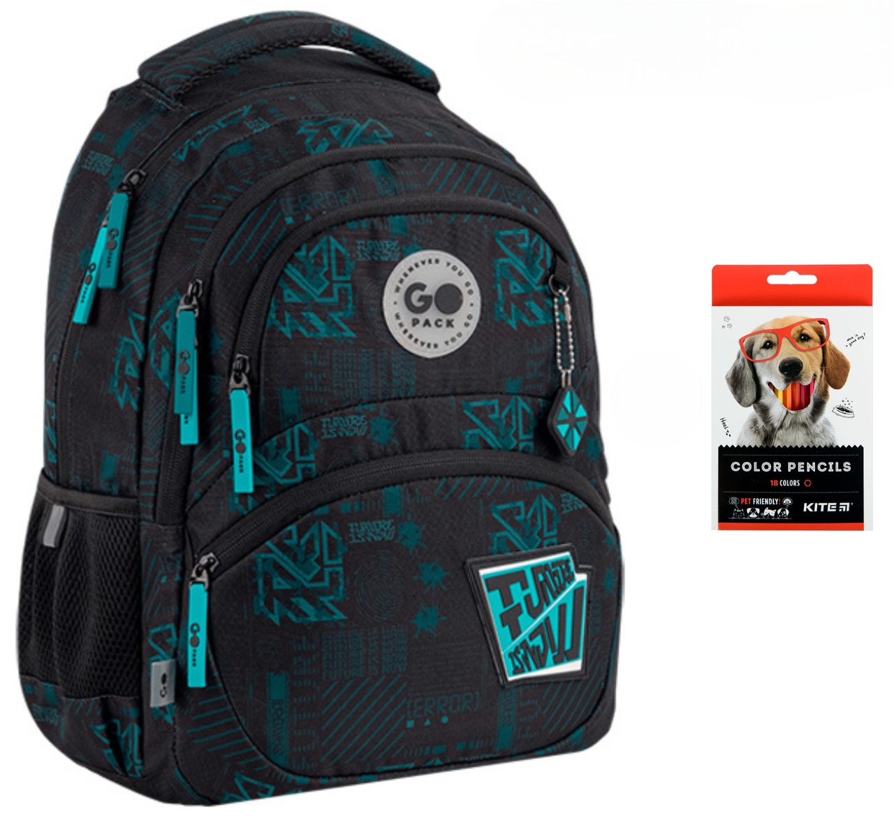 Рюкзак школьный GoPack Education GO26-175M-6 Future и карандаши KITE 18 цветов (2905030923)