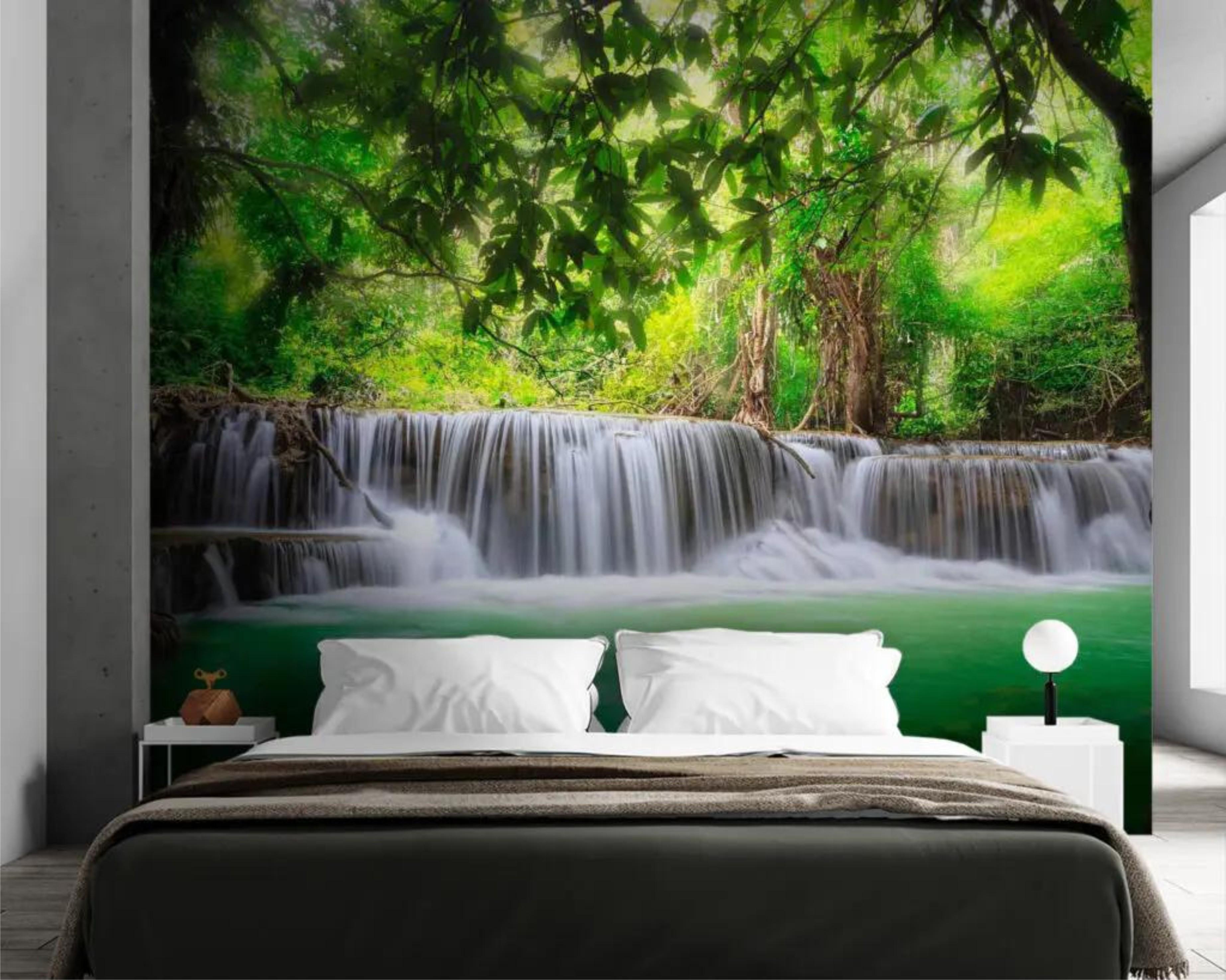 Фотообои Водопад в лесу Разноцветный (000380)