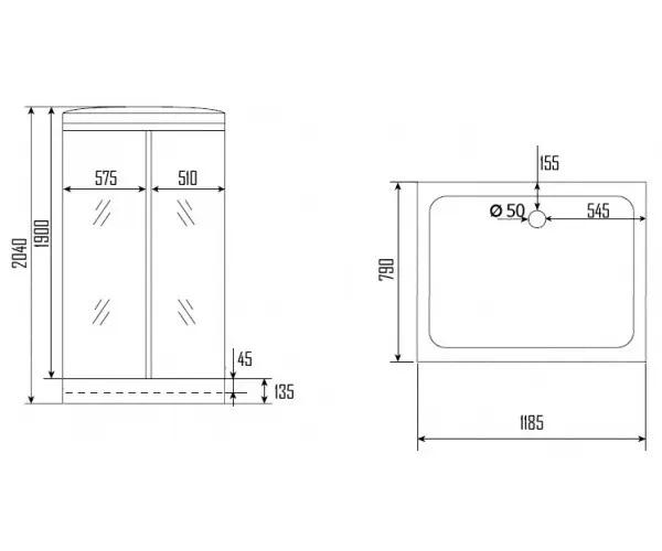 Бокс гидромассажный душевой KO&PO 715 W R 1200х800х2150 мм (С15181) - фото 3