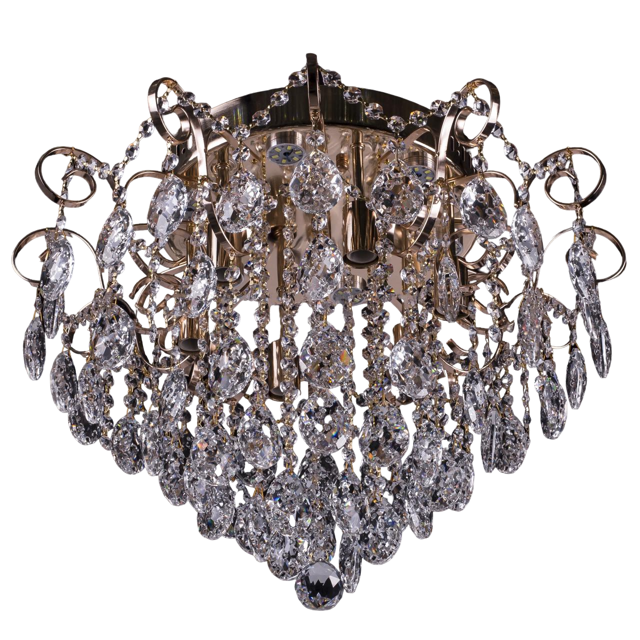 Люстра E1136/6+6/FG хрустальная с пультом и LED подсветкой на 6 лампочек Золотой