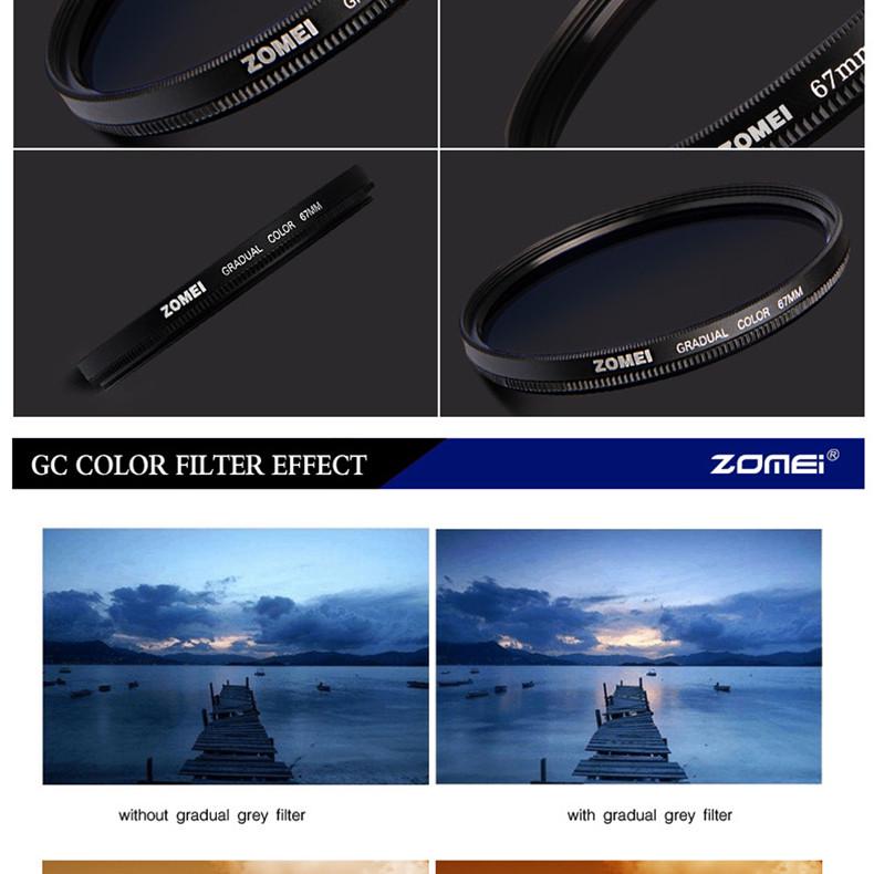 Світлофільтр градієнтний Zomei 62 мм Grey - фото 8