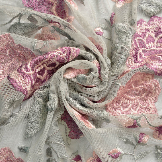 Ткань сетка с вышивкой IDEIA Глория 1,3 м Серый (2200004010816)