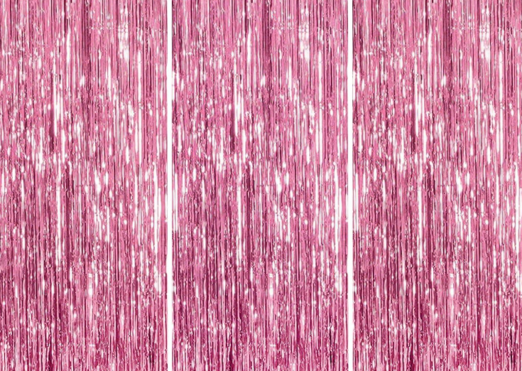 Штора дождь фольгированная для фотозоны праздничный для дня рождения/вечеринок/торжеств Розовый