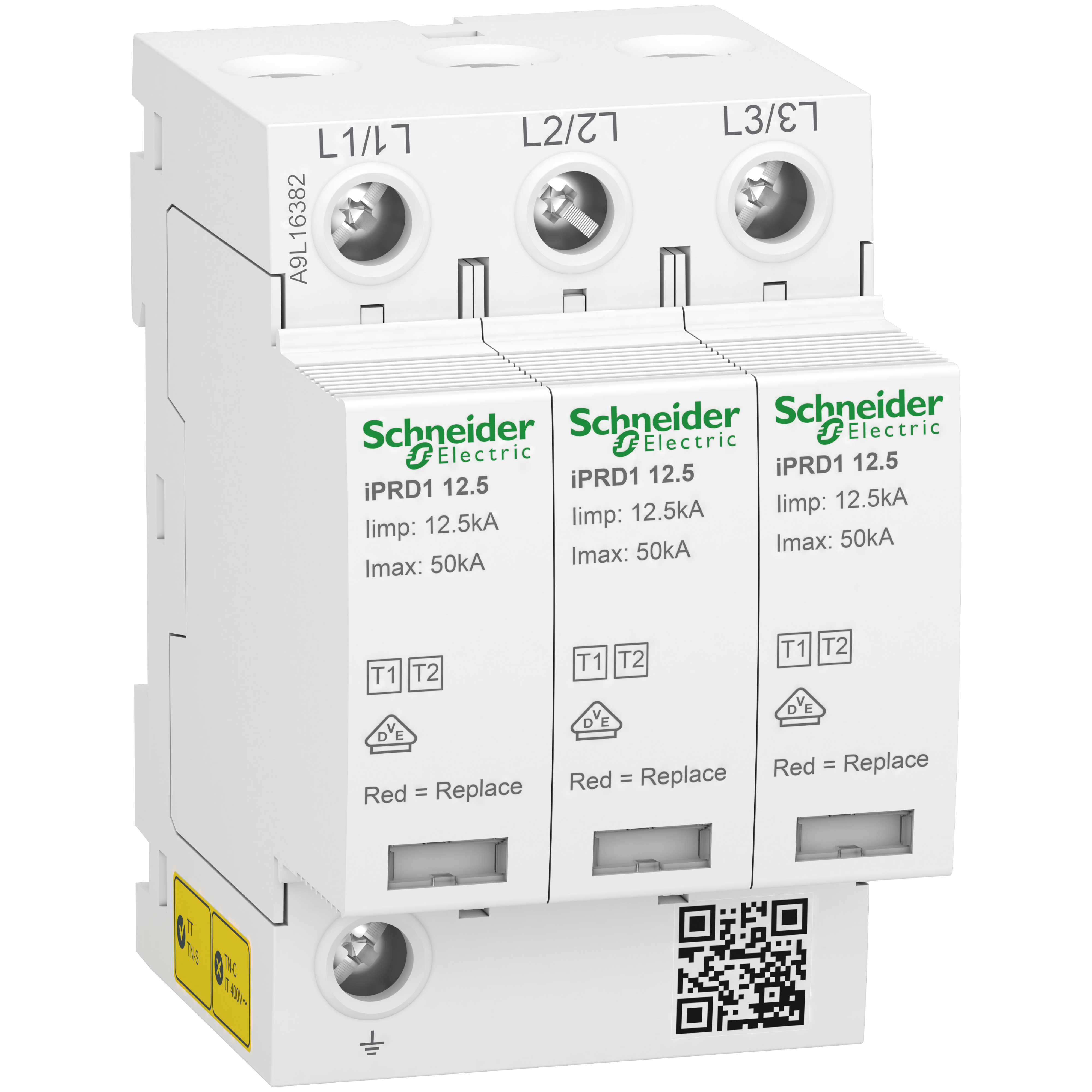 Ограничитель перенапряжения Schneider Electric iPRD1 3P 50кА 230 В класс 1+2 (A9L16382)