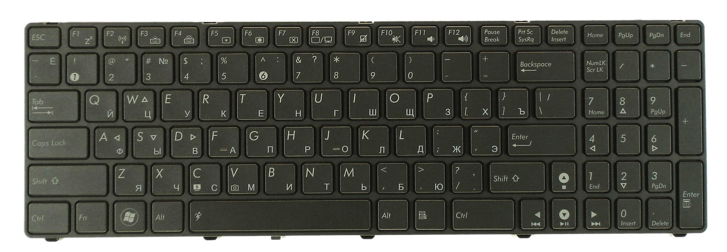 Клавиатура для ноутбука Asus K52 с подсветкой Light Black Frame Black Клавиатура для ноутбука Asus K52 с подсветкой Light Black Frame Black