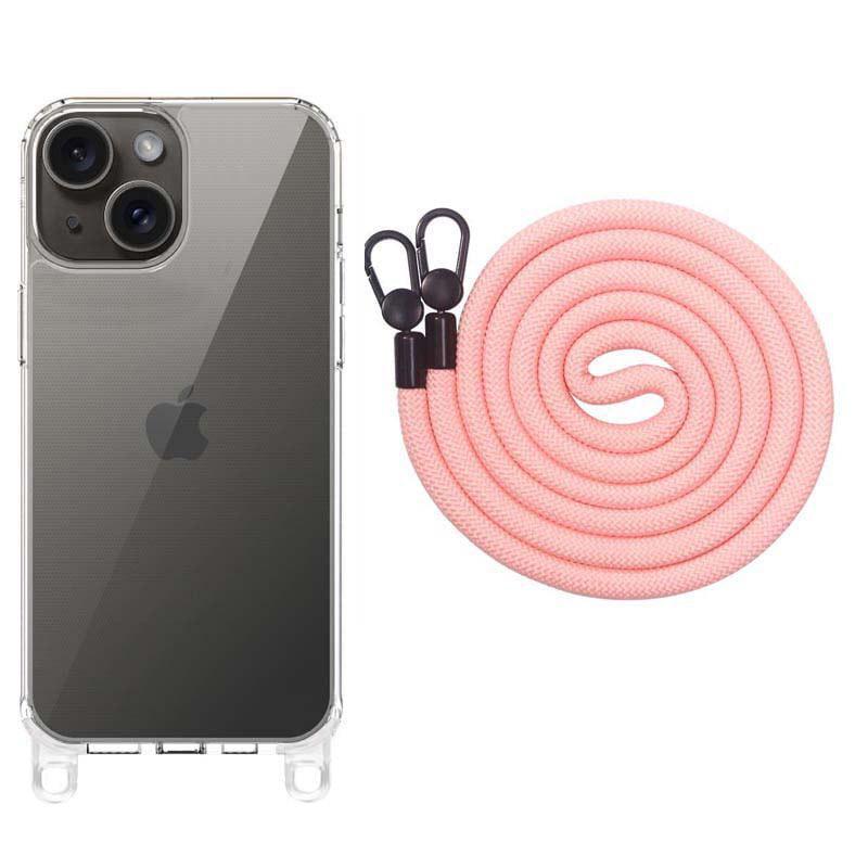 Противоударный Чехол TPU Transparent with Straps для Apple iPhone 15 (6.1") Light Pink