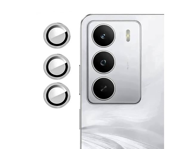 Защитное стекло с рамкой CD Pattern для Realme C75 4G/C75 5G на заднюю камеру Серебряный