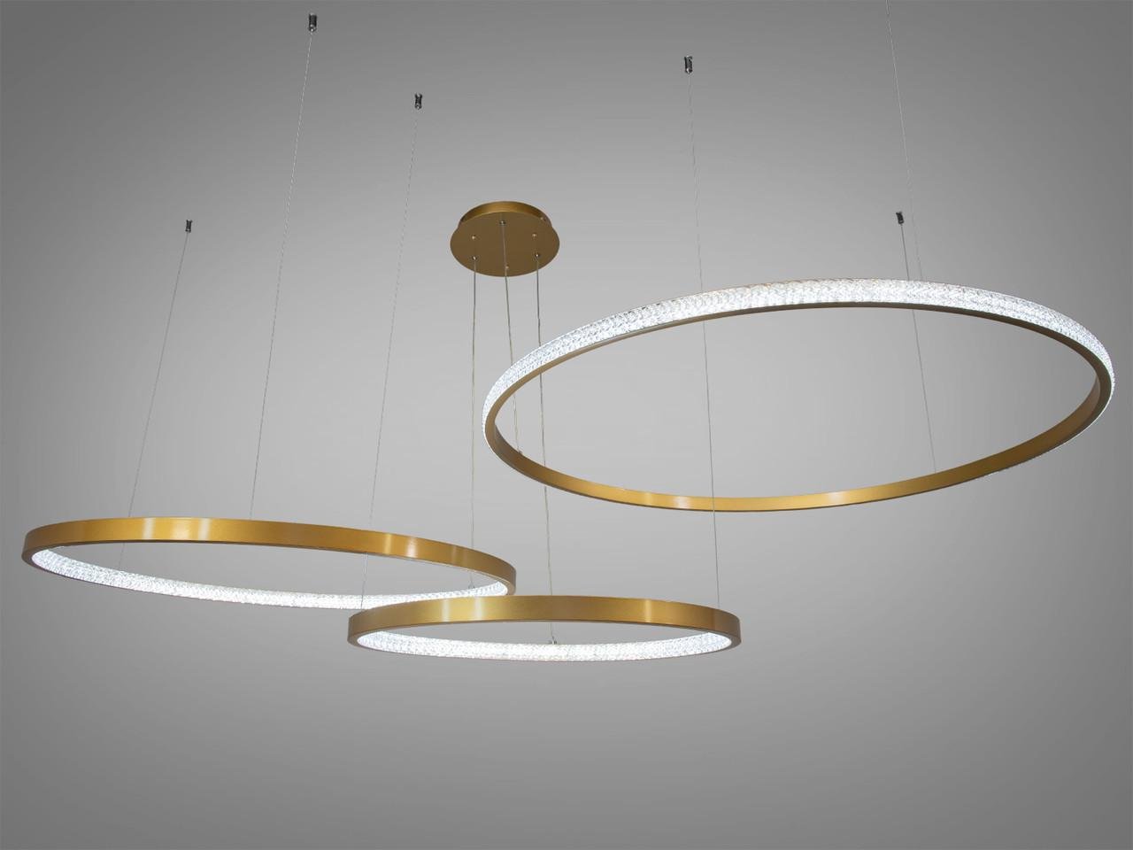 Люстра LED на тросах з пультом D2490-1000+800+600G-LS 165W на 23 м2 Золотий (2533028495)