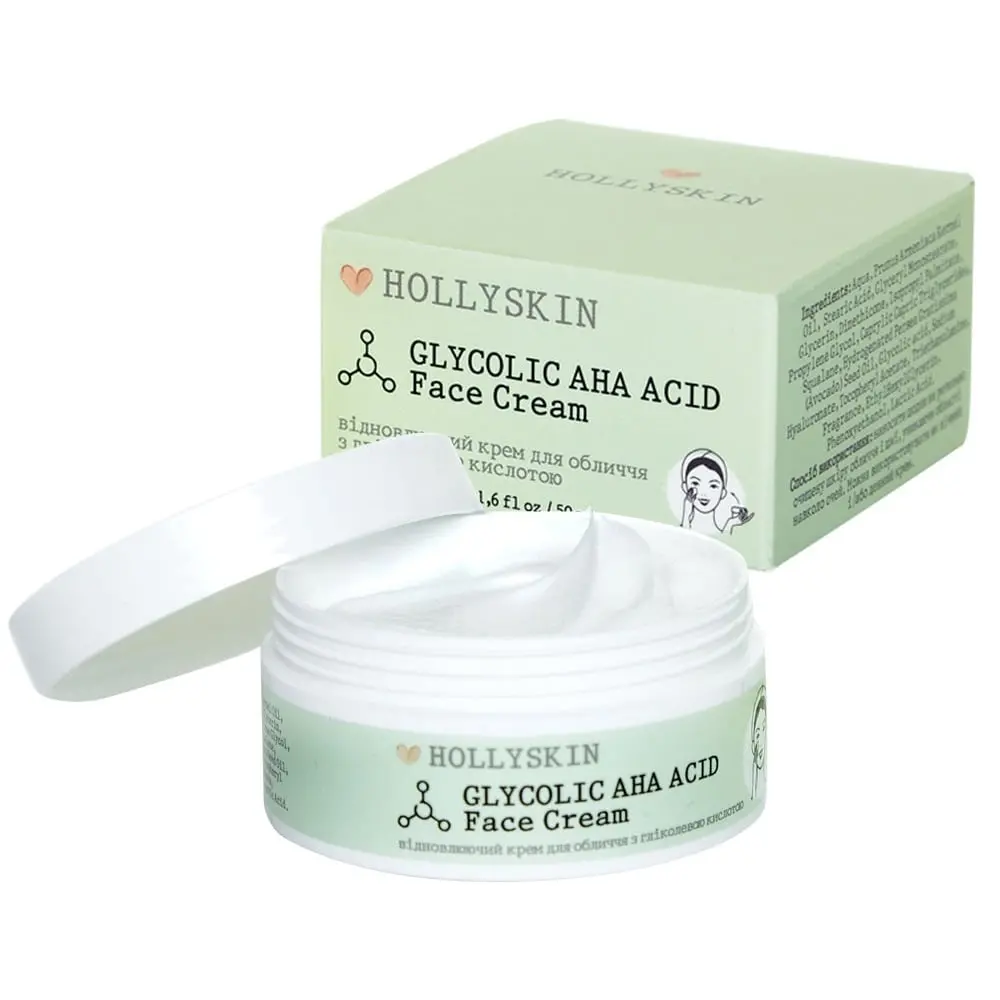 Крем для лица HOLLYSKIN Glycolic AHA Acid Face Cream Восстанавливающий с гликолевой кислотой (14331449)