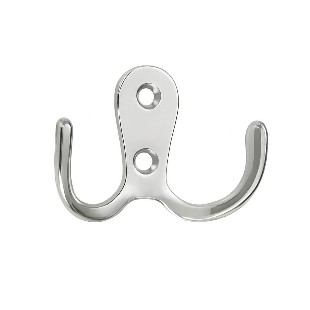 Крючок мебельный двойной металлический для одежды Серебристый (3000003868)