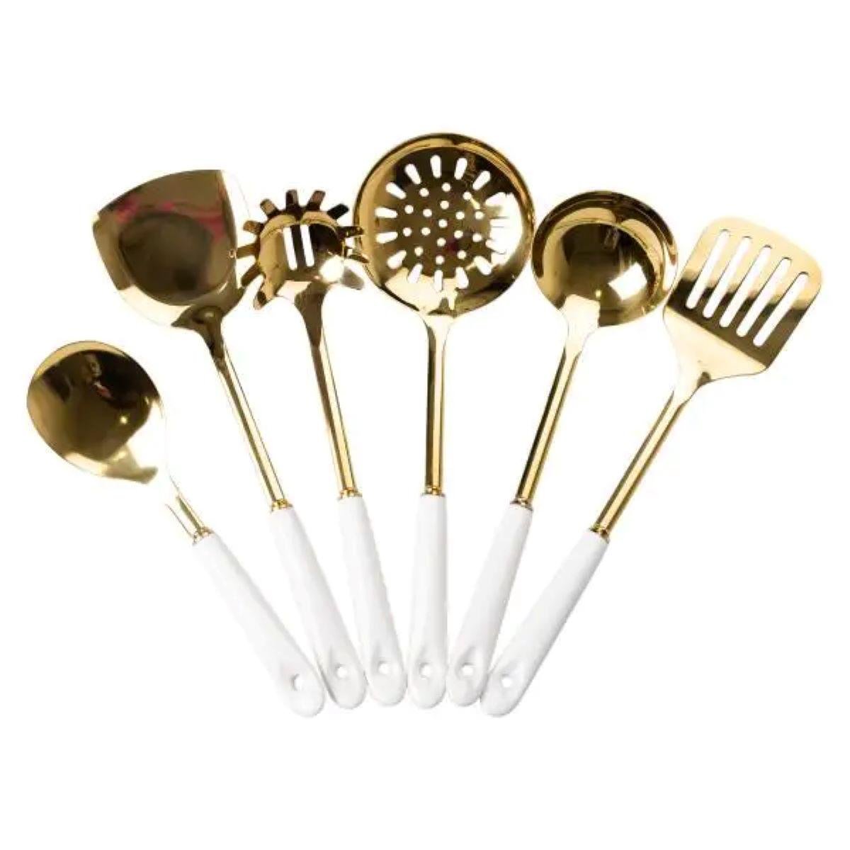 Набор кухонных принадлежностей 7 предметов Золотойй/Белый (6529) Набор кухонных принадлежностей 7 предметов Золотойй/Белый (6529)