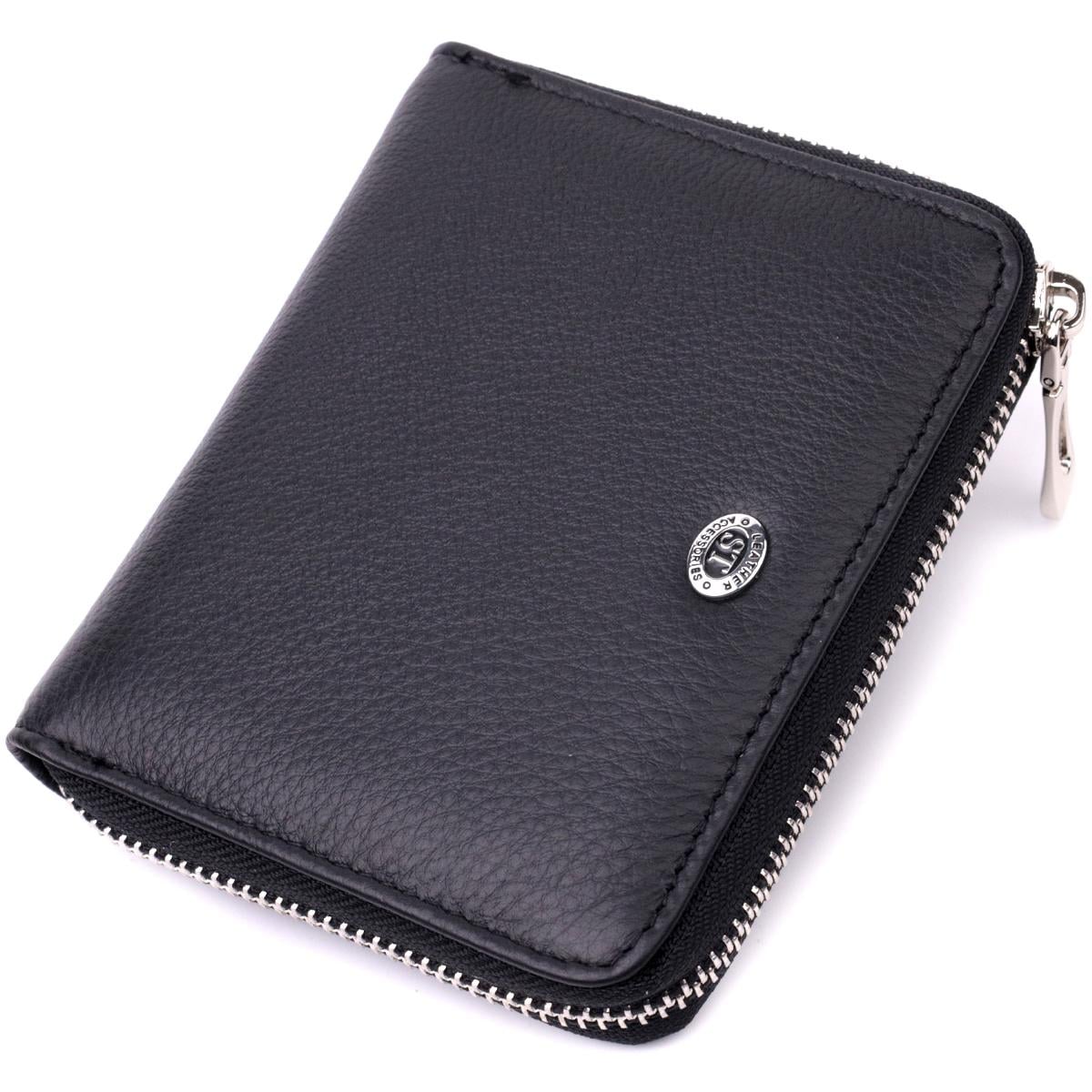 Портмоне шкіряне жіноче ST Leather 19488 на блискавці Чорний
