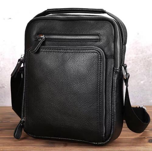 Мужская сумка-мессенджер Tiding Bag на одно отделение из натуральной кожи Черный (A25-1278C)