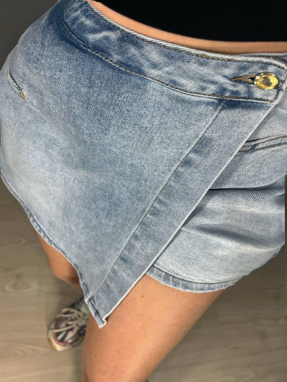 Шорты юбка женские M.Sara 6077 джинсовые короткие L Голубой (4142) - фото 8 Шорты юбка женские M.Sara 6077 джинсовые короткие L Голубой (4142) - фото 8