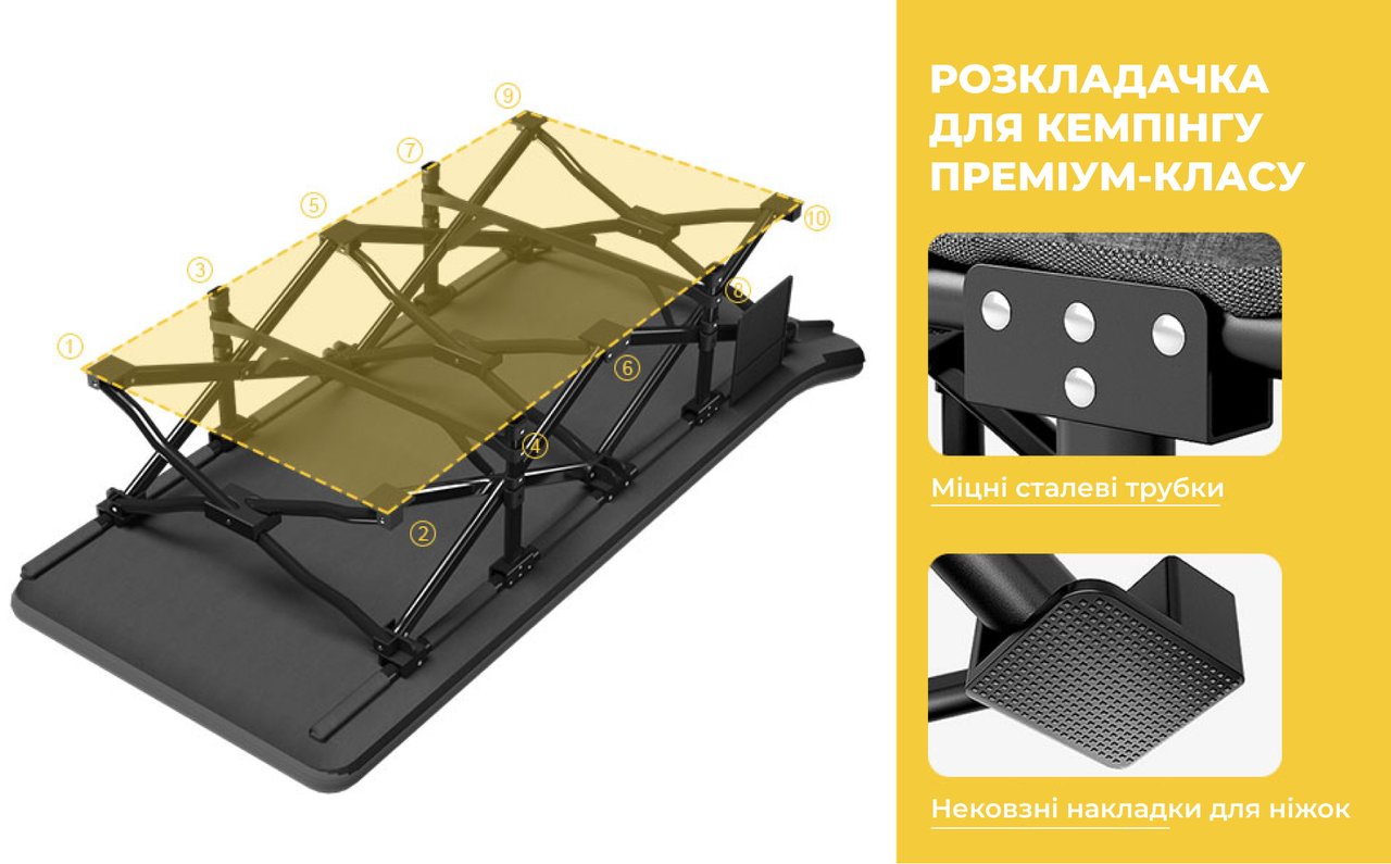 Шезлонг-кровать складная WCG CC-S08 матрас и подушка (CC-S08) - фото 7