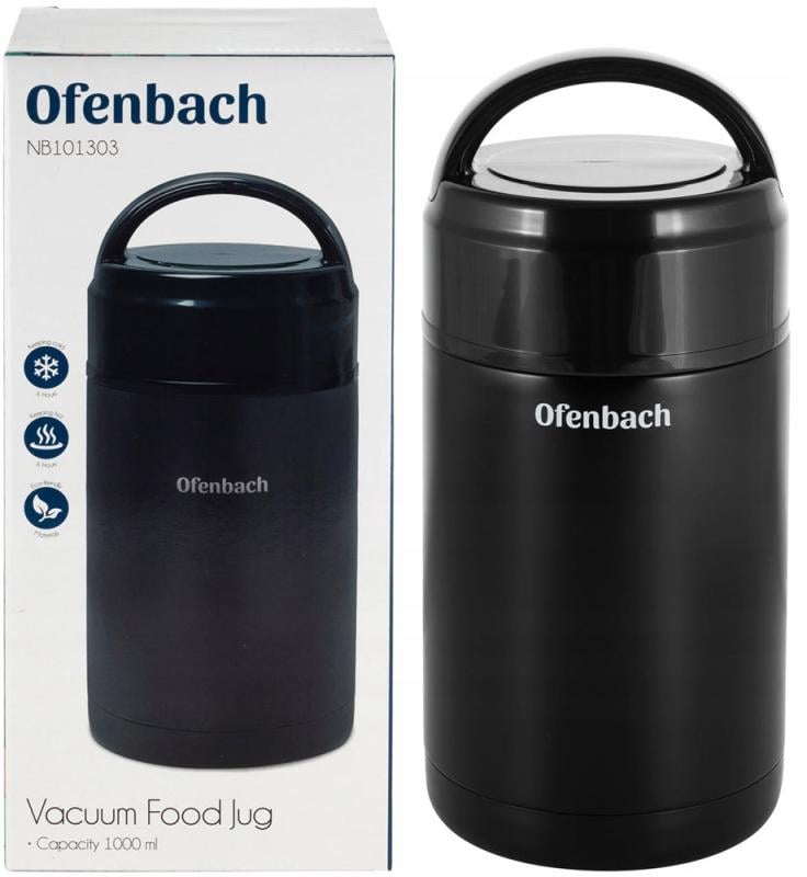 Термос пищевой Ofenbach из нержавеющей стали 1000 мл Черный (NB-101303) - фото 7