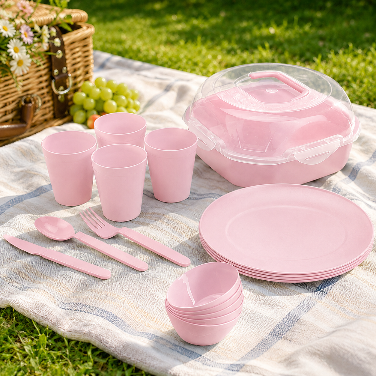 Набор для пикника на 4 персоны 26 пр. Розовый (108-PINK)