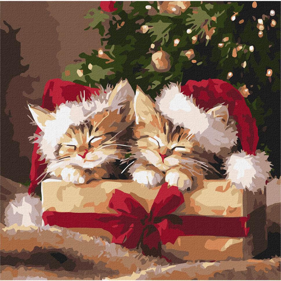 Картина по номерам Ideyka Пушистые подарки 40x40 см (KHO6827)