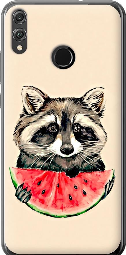 Чехол на Huawei Honor 8X Енотик с арбузом (4605u-1596-42517)