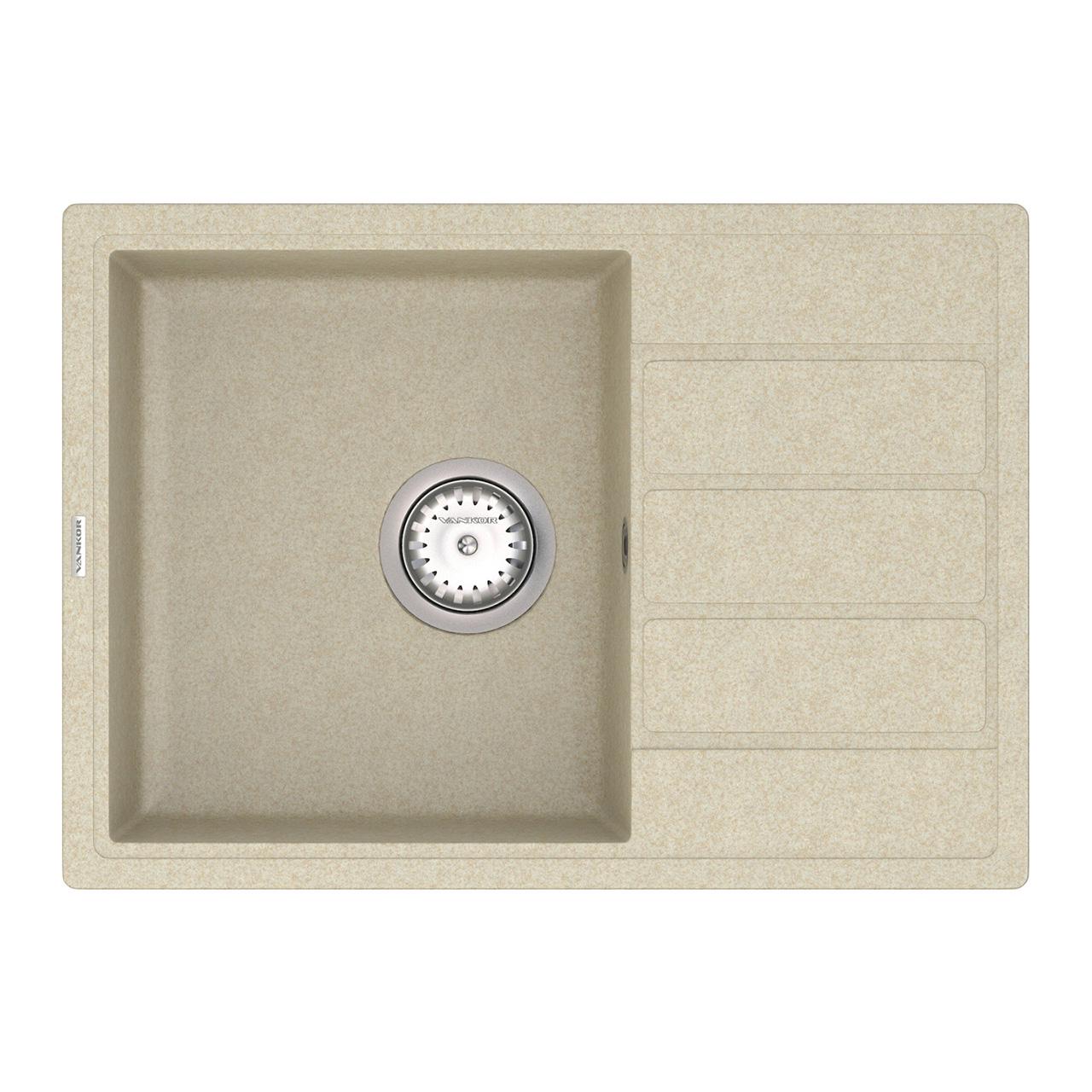 Мойка кухонная Vankor Easy EMP 02.62 + сифон 610х435х170 мм Beige - фото 3