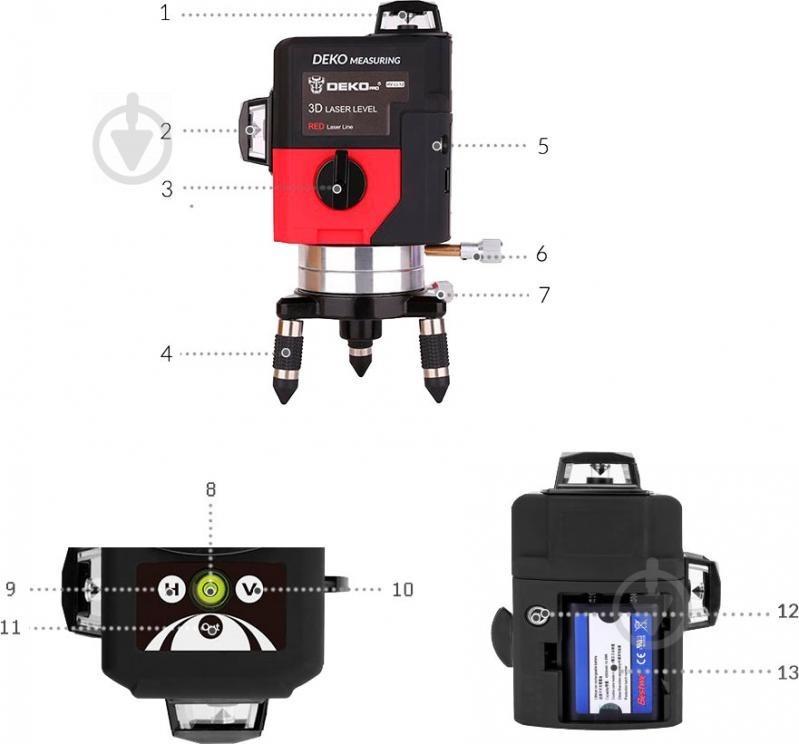 Лазерный уровень DEKO LL12-HVRL (13940431) - фото 5