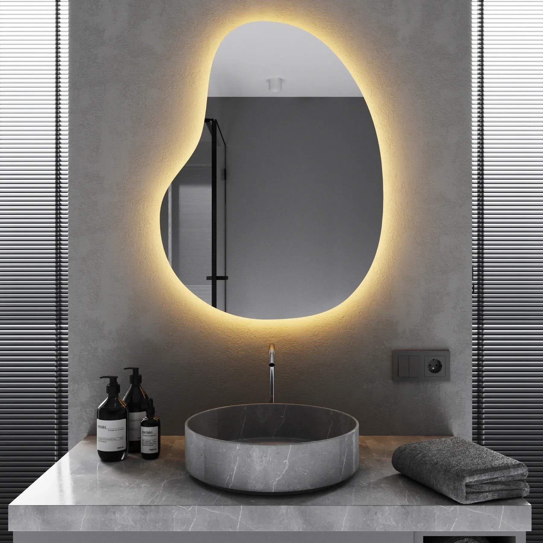 Зеркало для ванной комнаты Mironiks Flow фигурное с фоновой LED-подсветкой 800x600 мм (FR-MRKS-318816)