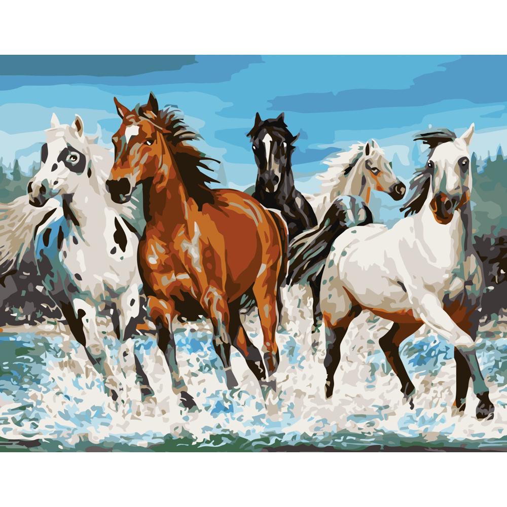 Картина по номерам Strateg Премиум Бравые лошади 40х50 см (GS140)