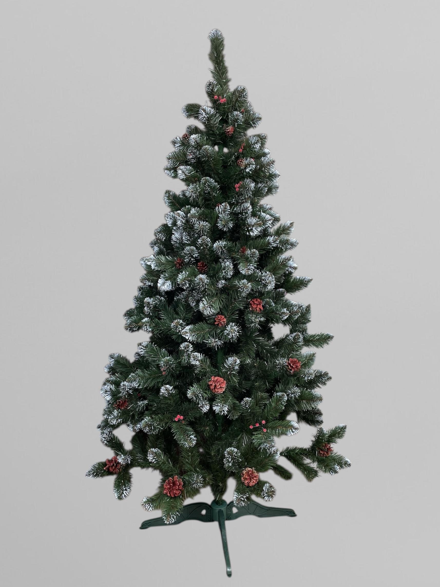Искусственная елка Лидия с шишками и красной калиной 200 см Зеленый (Н01037)