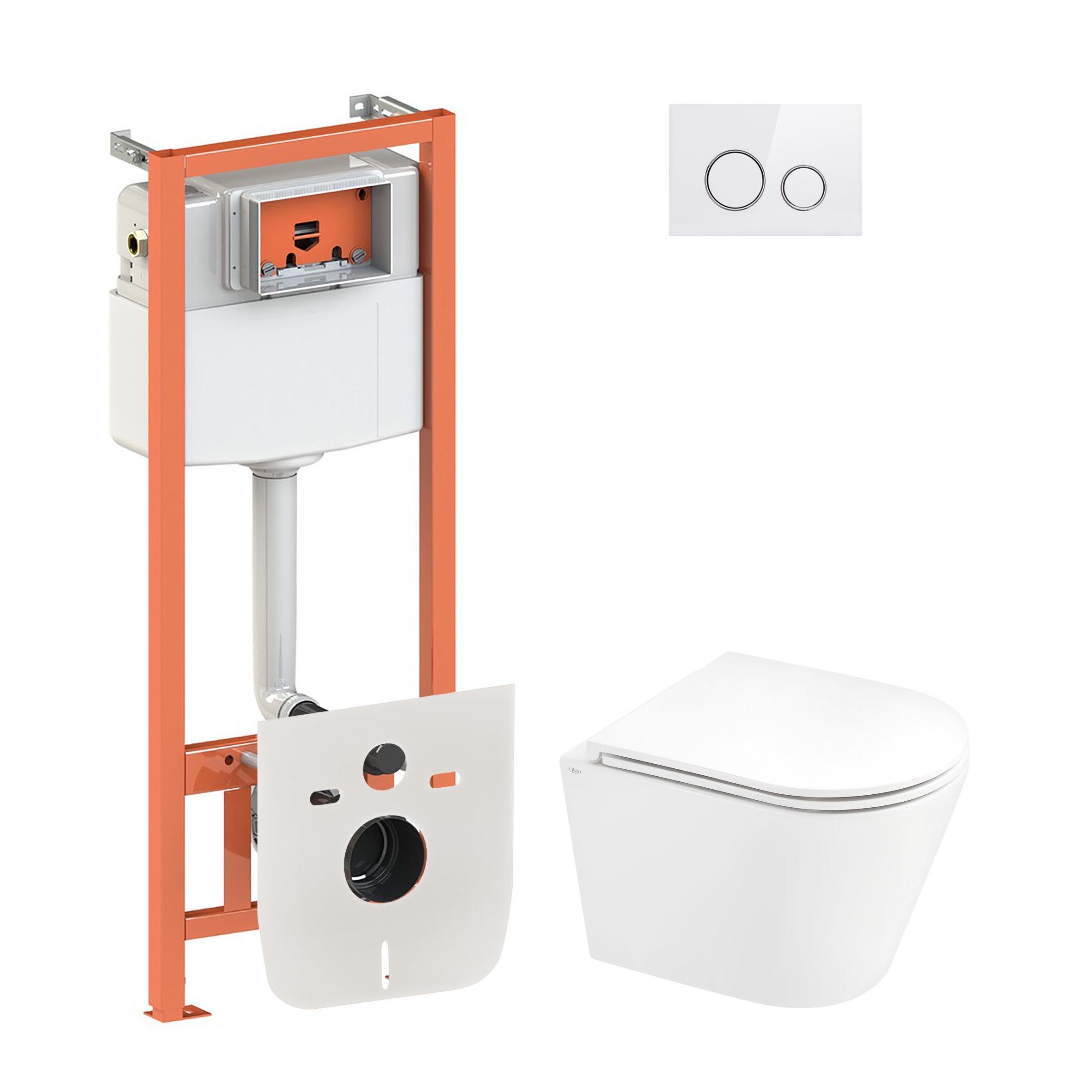 Комплект инсталляции Q-tap Nest QT1433053ERW0133M425M11V1114W с унитазом кнопка Белый (124774)