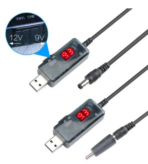 Кабель для підвищення напруги USB на 9 або 12 В DC Чорний (70441) - фото 2