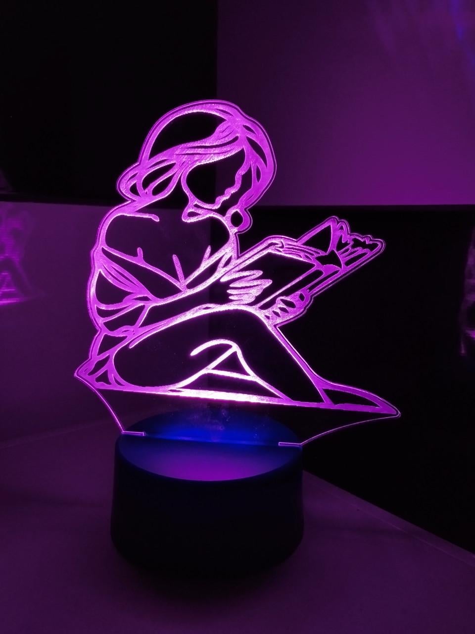 3d-ночник Девушка с книгой несколько подсветок/на батарейке (2740919094)