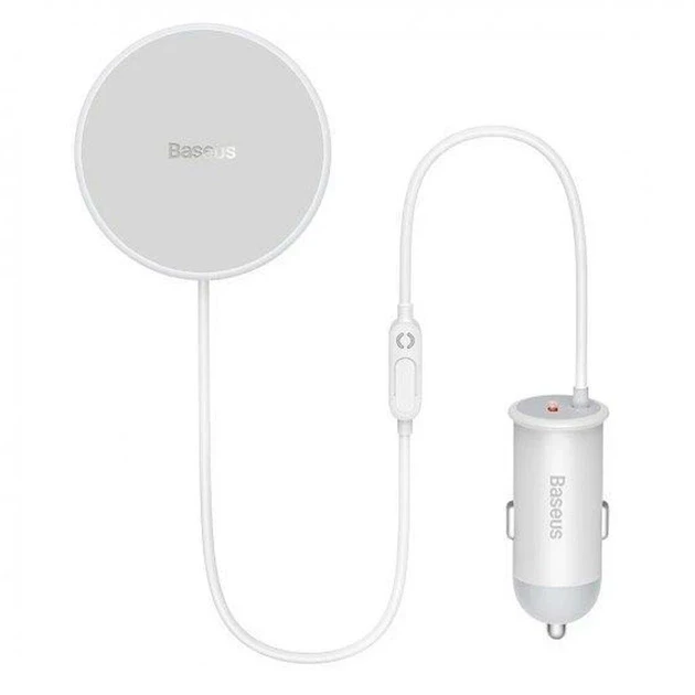 Зарядний пристрій бездротовий автомобільний BASEUS CW01 Magnetic Wireless 15W та АЗП Type-C 25 W SUCX040102 White
