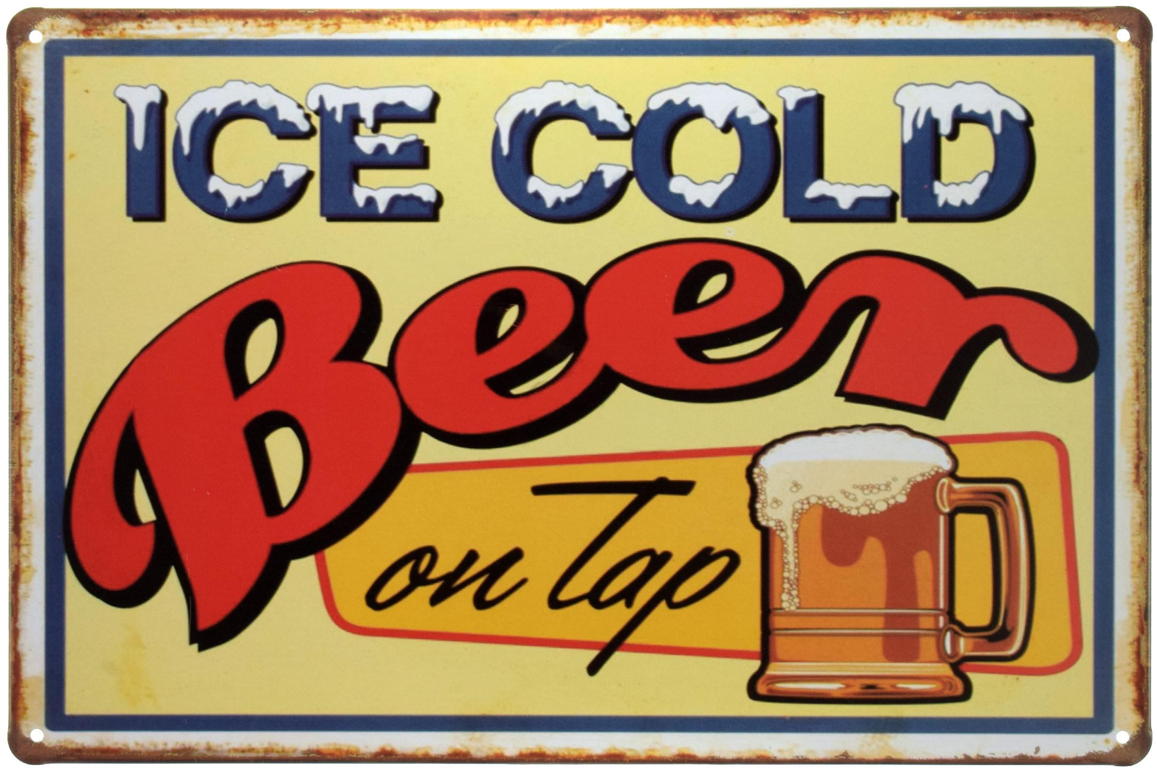 Табличка металлическая Ледяное Пиво/Ice Cold Beer On Tap 20x30 см