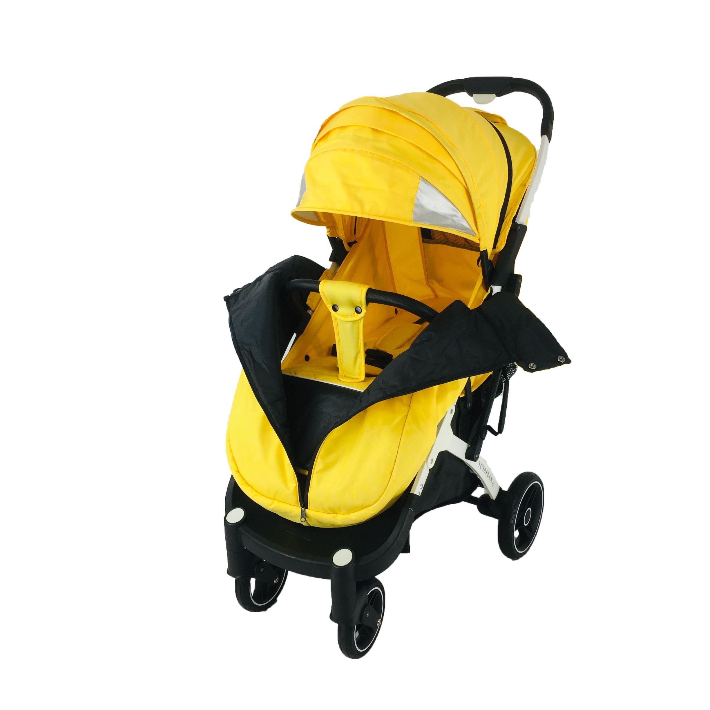 Коляска Yoya Plus Pro-22 з дощовиком на білій рамі Жовтий (01125010217)
