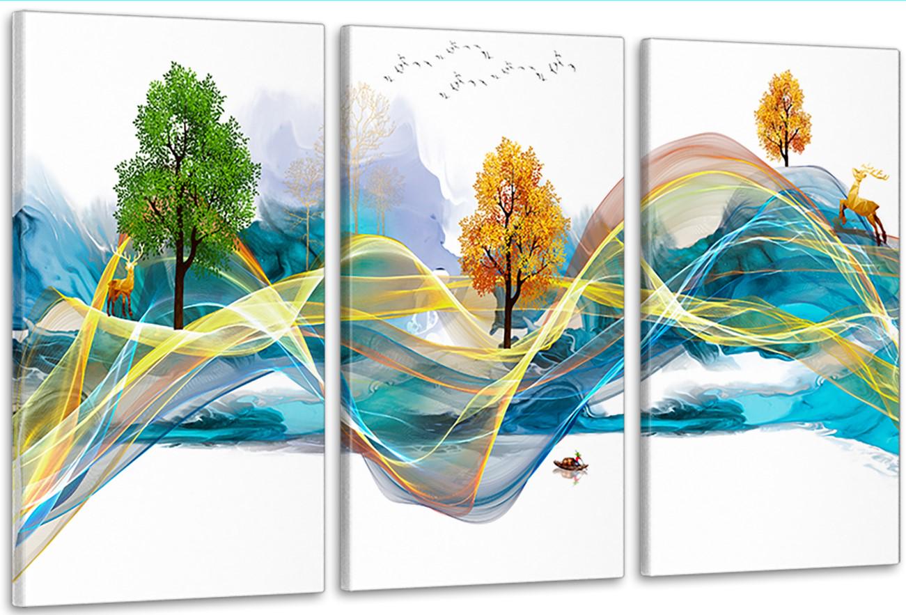 Картина модульная в гостиную/спальню Осенний лес 70х130 см (ART-195_3A)