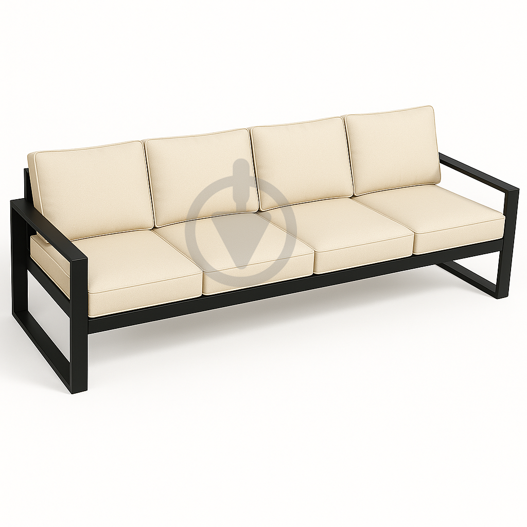 Диван металевий AVVS Бостон лофт з підлокітниками рогожка 250 см Бежевий Диван металевий AVVS Бостон лофт з підлокітниками рогожка 250 см Бежевий