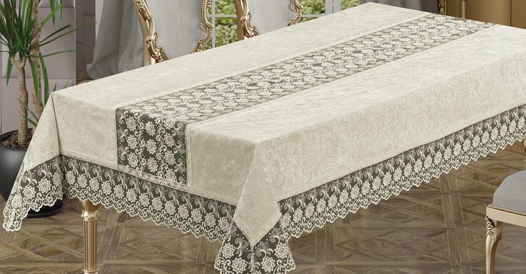 Скатерть велюровая Maison Royale 160x220 Buket Cream (CN3985)