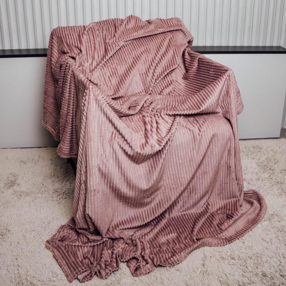 Плед полуторный Koloco Полоска 150х200 см Фиолетовый (40515)