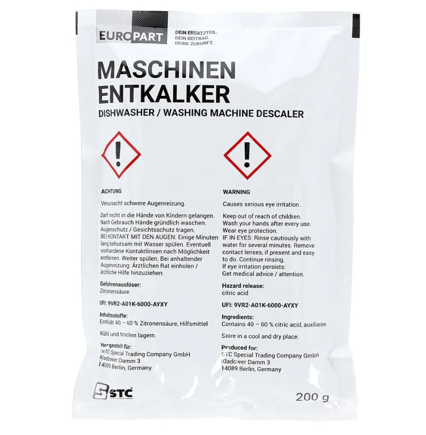 Засіб для видалення накипу EUROPART для пральних і посудомийних машин 200 г 10083653 - фото 3 Засіб для видалення накипу EUROPART для пральних і посудомийних машин 200 г 10083653 - фото 3