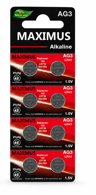 Батарейка таблетка алкалиновая Maximus LR41 AG3 1,5V в блистере 10 шт. Батарейка таблетка алкалиновая Maximus LR41 AG3 1,5V в блистере 10 шт.