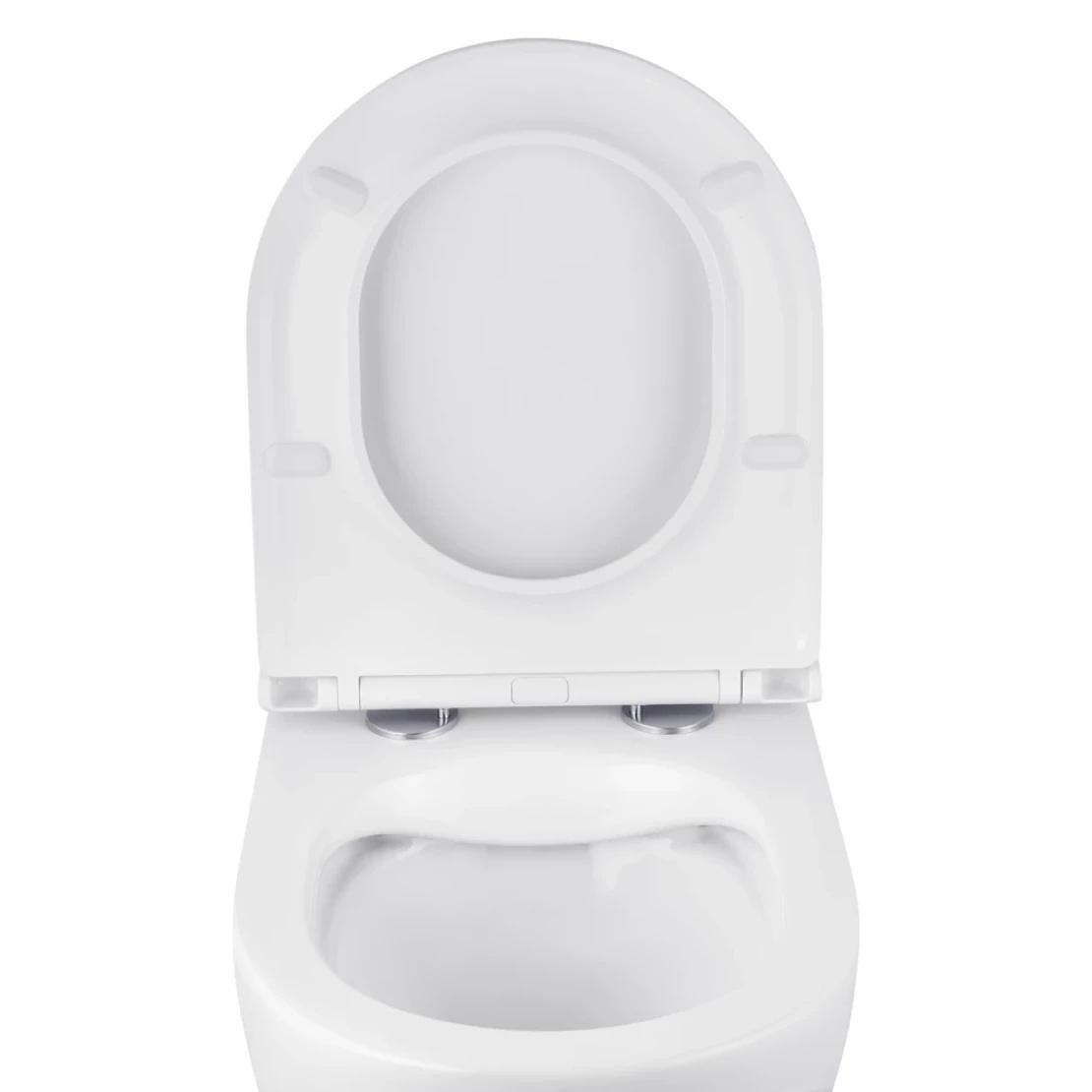 Унитаз подвесной Kroner Harz WHI493736 Rimless безобедочный с сиденьем Slim Duroplast 335х360 мм Белый (KH493736WHIR) - фото 5 Унитаз подвесной Kroner Harz WHI493736 Rimless безобедочный с сиденьем Slim Duroplast 335х360 мм Белый (KH493736WHIR) - фото 5