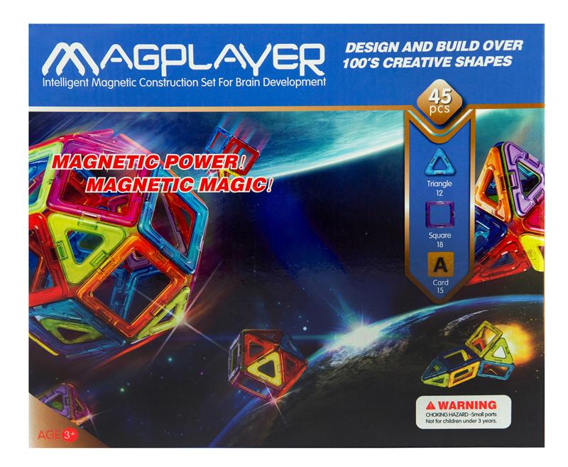 Конструктор Magplayer магнитный набор 45 деталей (MPA-45)