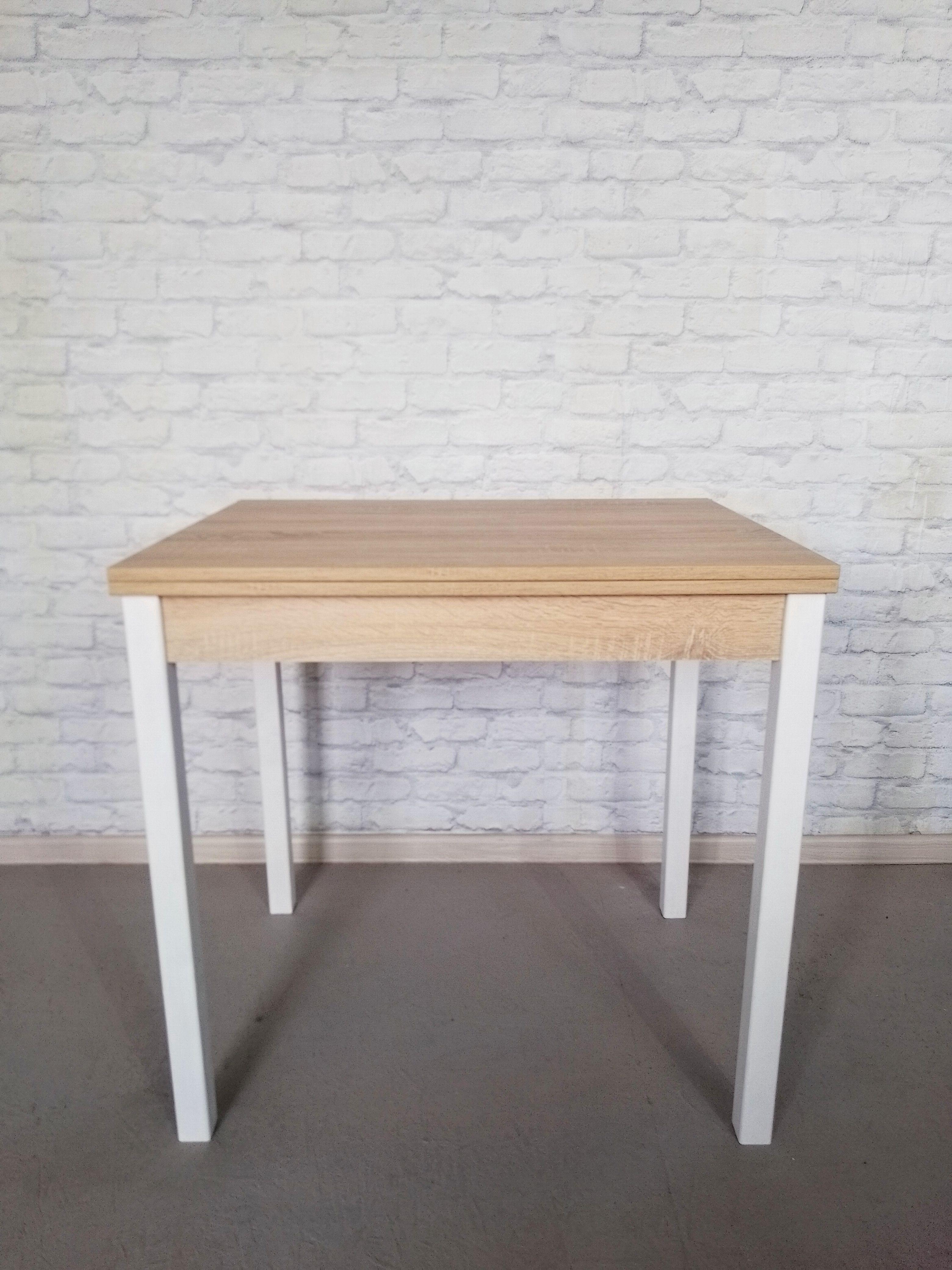 Обеденный стол Вента раскладной ножки деревянные 80х60х75 см Дуб сонома/Белый (0006) - фото 2 Обеденный стол Вента раскладной ножки деревянные 80х60х75 см Дуб сонома/Белый (0006) - фото 2