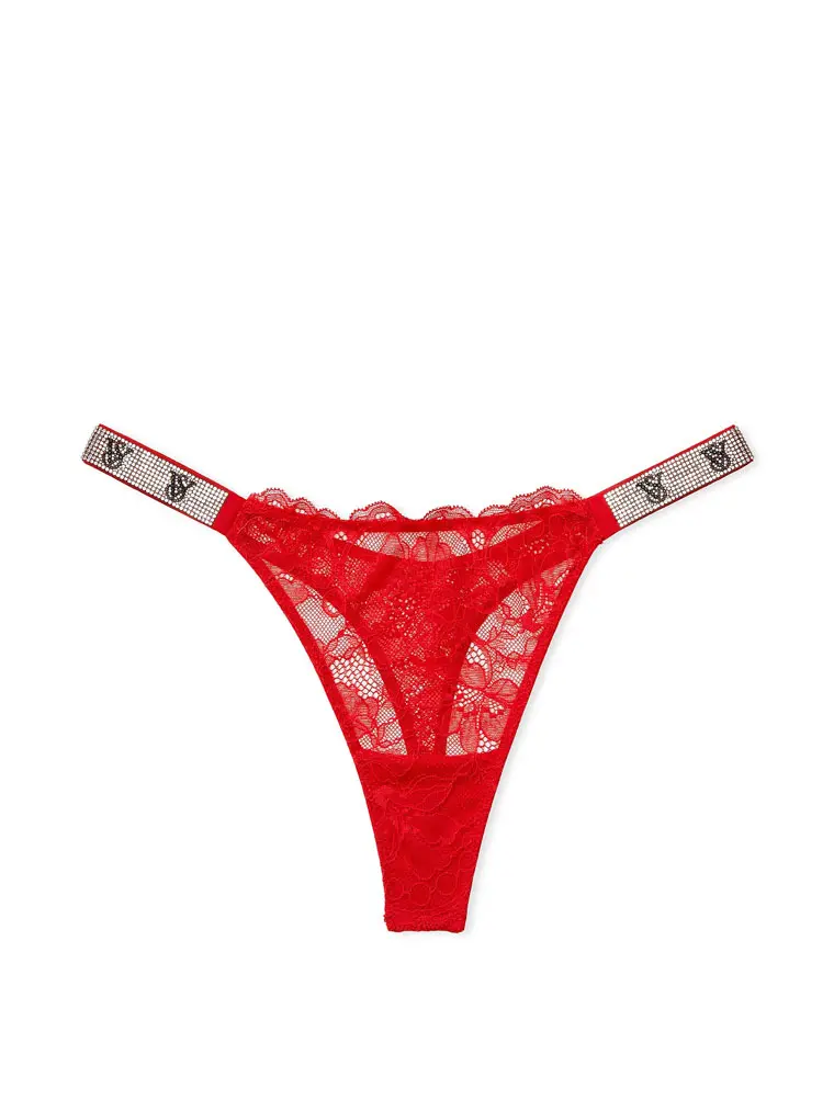 Труси Victoria's Secret Very Sexy Shine Strap Rose Lace Panty S Червоний (27923702)