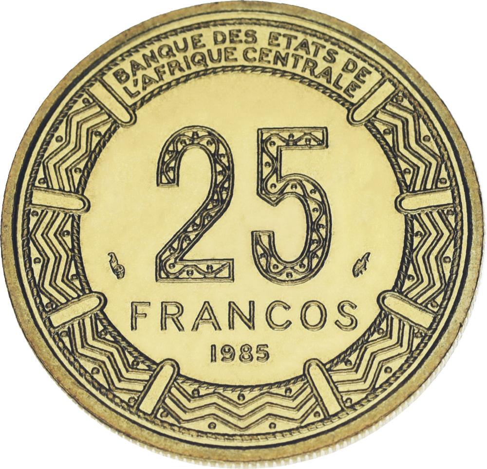 Коллекционная монета Экваториальная Гвинея 25 франков 1985 UNC (М18363)